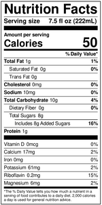 organic matcha beverage nutritional label